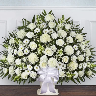 Heartfelt Tribute™ White Floor Basket Arrangement